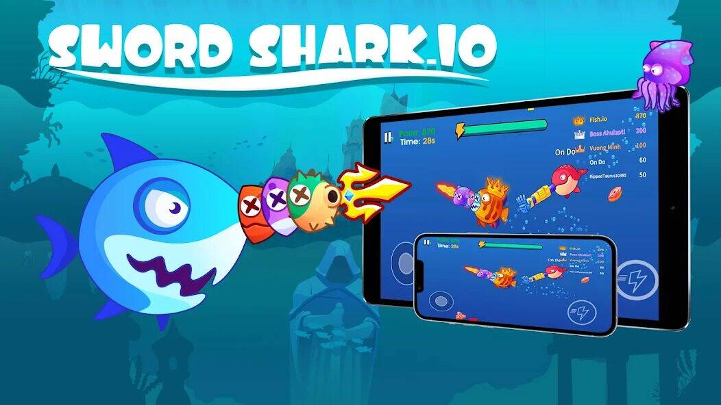 Скачать взломанную Sword Shark.io - Hungry Shark [Много монет] MOD apk на Андроид