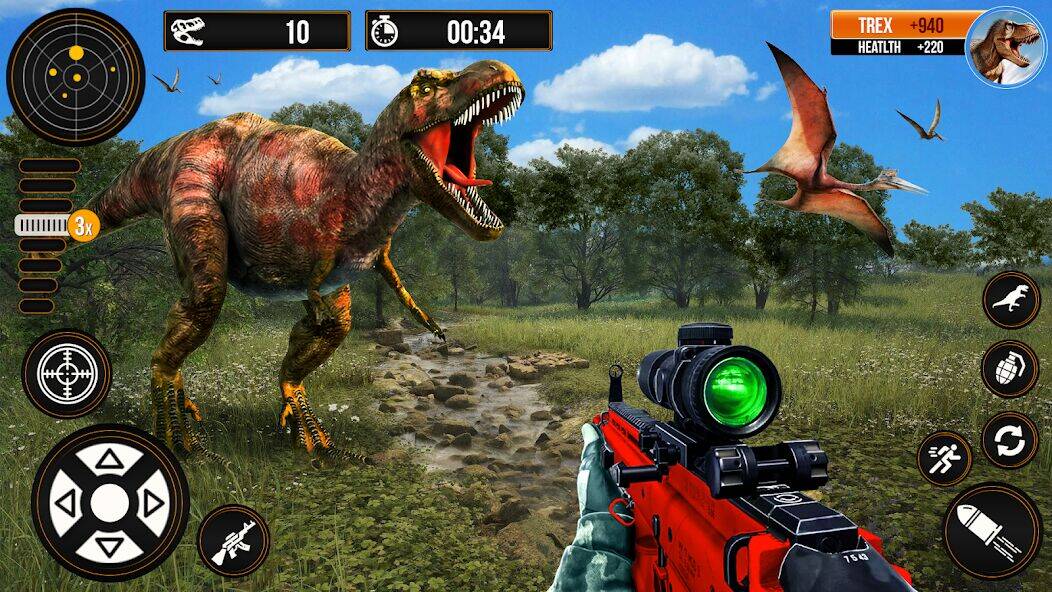 Скачать взломанную Игры Охотник на динозавров [Много денег] MOD apk на Андроид