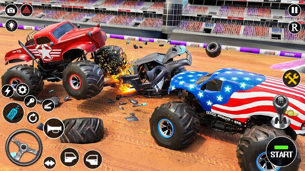 Скачать взломанную Fearless US Monster Truck Game [Бесплатные покупки] MOD apk на Андроид